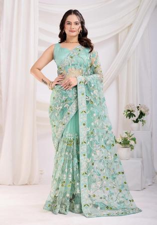 Picture of Magnificent Net Dark Sea Green Saree