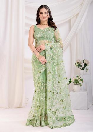 Picture of Radiant Net Dark Sea Green Saree