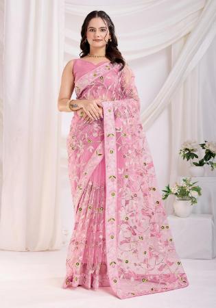 Picture of Superb Net Light Coral Saree