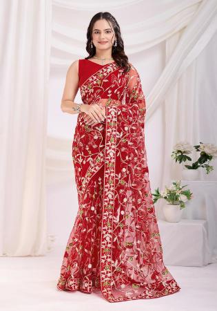 Picture of Nice Net Maroon Saree