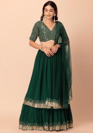 Picture of Sublime Georgette Forest Green Lehenga Choli