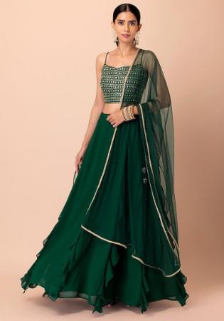 Picture of Magnificent Georgette Dark Green Lehenga Choli