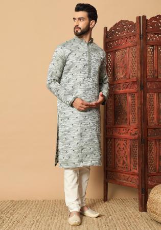 Picture of Resplendent Cotton Silver Kurtas