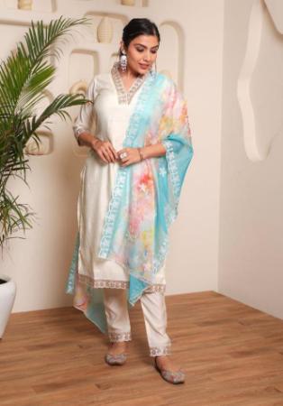Picture of Superb Rayon White Readymade Salwar Kameez