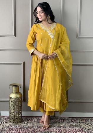 Picture of Beauteous Chiffon Golden Rod Readymade Salwar Kameez