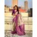 Picture of Comely Cotton & Linen Purple Saree