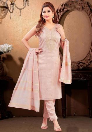 Picture of Lovely Silk Tan Straight Cut Salwar Kameez