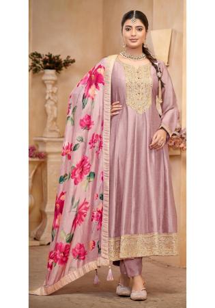 Picture of Ideal Silk Plum Anarkali Salwar Kameez