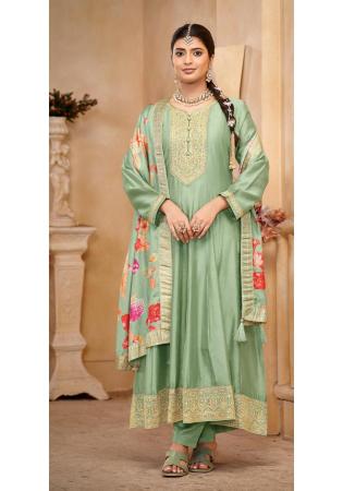 Picture of Radiant Silk Dark Sea Green Anarkali Salwar Kameez