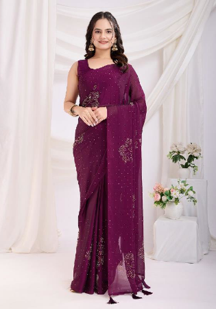 Picture of Lovely Silk Saddle Brown Saree