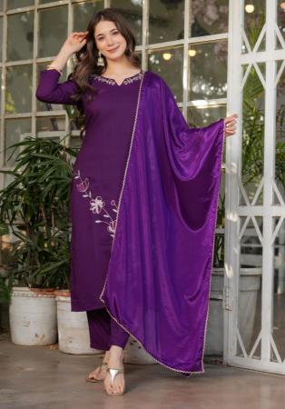 Picture of Chiffon Dark Slate Blue Readymade Salwar Kameez