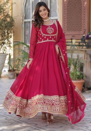 Picture of Excellent Georgette Pink Readymade Gown