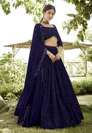 Picture of Stunning Georgette Navy Blue Lehenga Choli