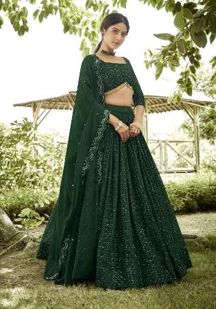 Picture of Nice Georgette Forest Green Lehenga Choli