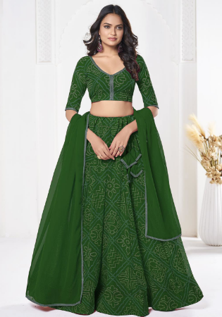 Picture of Graceful Georgette Dark Green Lehenga Choli