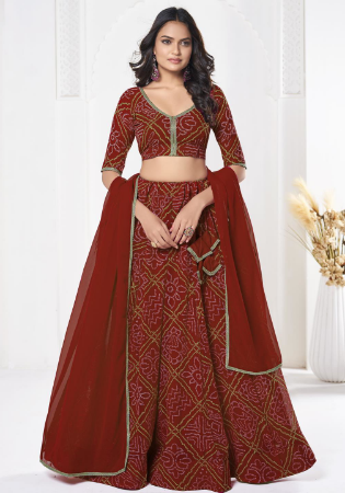 Picture of Sightly Georgette Maroon Lehenga Choli