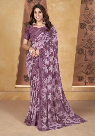 Picture of Lovely Georgette Rosy Brown Saree