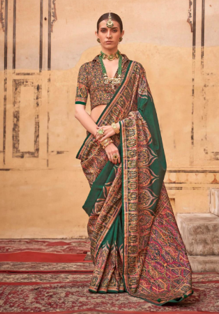 Picture of Radiant Silk Dark Olive Green Saree