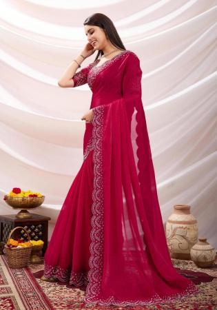Picture of Bewitching Chiffon Dark Red Saree