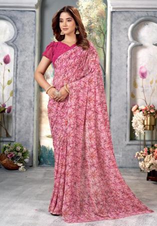 Picture of Excellent Georgette Pale Violet Red Saree