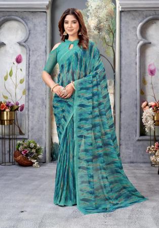 Picture of Ravishing Georgette Sea Green Saree
