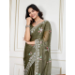 Picture of Well Formed Silk Dark Olive Green Saree