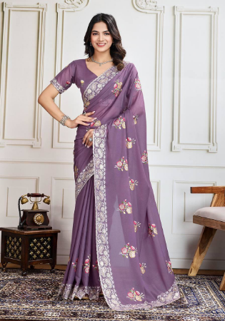 Picture of Beauteous Georgette & Silk Dim Gray Saree