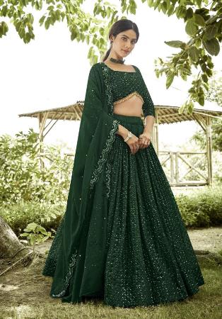 Picture of Lovely Georgette Forest Green Lehenga Choli