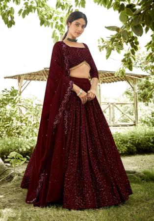 Picture of Alluring Georgette Maroon Lehenga Choli