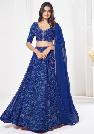 Picture of Charming Georgette Navy Blue Lehenga Choli