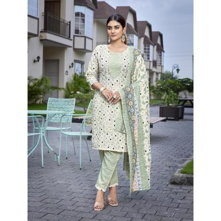 Picture of Chiffon Dark Sea Green Readymade Salwar Kameez