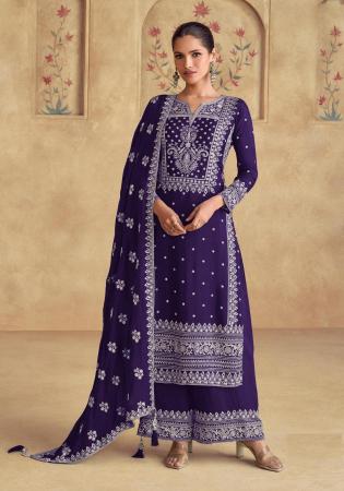 Picture of Sublime Georgette Midnight Blue Straight Cut Salwar Kameez
