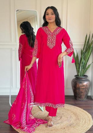 Picture of Fine Chiffon Deep Pink Readymade Salwar Kameez