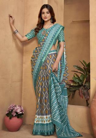 Picture of Well Formed Cotton Grey Saree