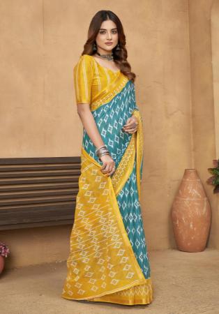 Picture of Charming Cotton Sea Green Saree