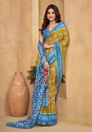 Picture of Statuesque Cotton Dark Golden Rod Saree