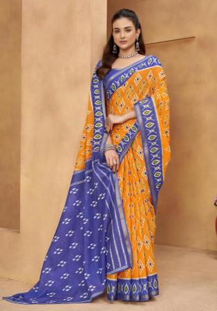 Picture of Stunning Cotton Dark Orange Saree