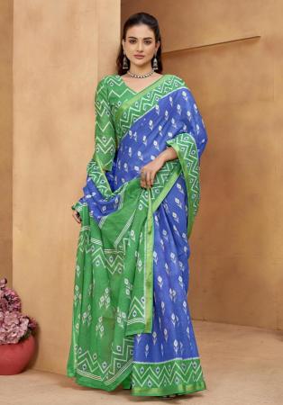 Picture of Nice Cotton Steel Blue Saree