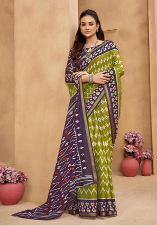 Picture of Exquisite Cotton Olive Saree