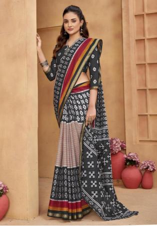 Picture of Wonderful Cotton Dark Olive Green Saree