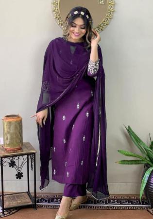 Picture of Marvelous Chiffon Purple Readymade Salwar Kameez