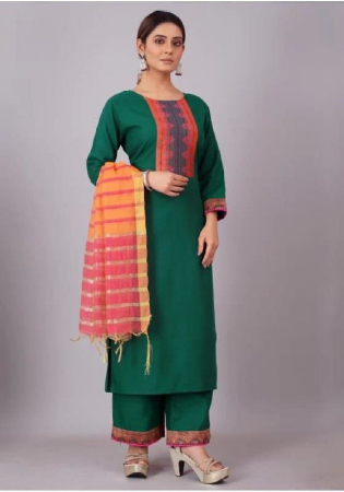 Picture of Sublime Cotton Forest Green Readymade Salwar Kameez