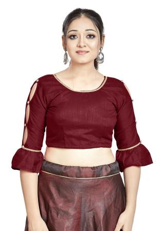 Picture of Well Formed Silk Maroon Designer Blouse