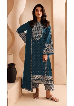 Picture of Georgette Dark Slate Grey Straight Cut Salwar Kameez