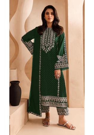 Picture of Georgette Sea Green Straight Cut Salwar Kameez