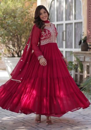 Picture of Comely Georgette Maroon Readymade Gown