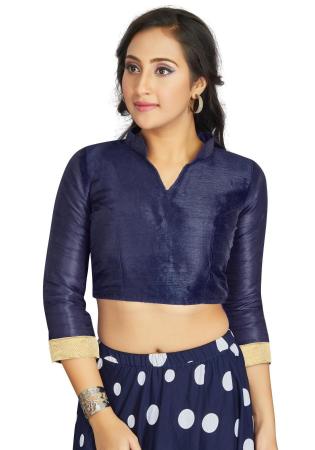 Picture of Admirable Silk Navy Blue Designer Blouse