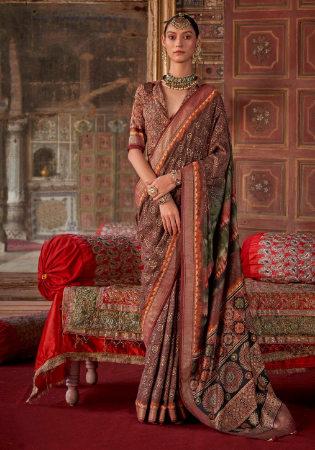Picture of Grand Silk Saddle Brown Saree