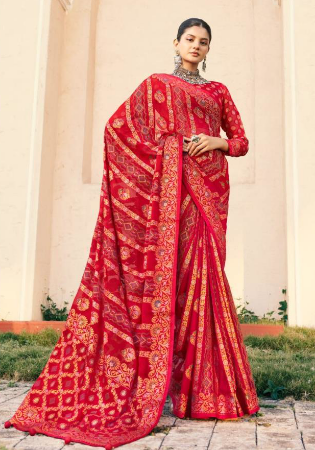 Picture of Alluring Georgette Crimson Saree