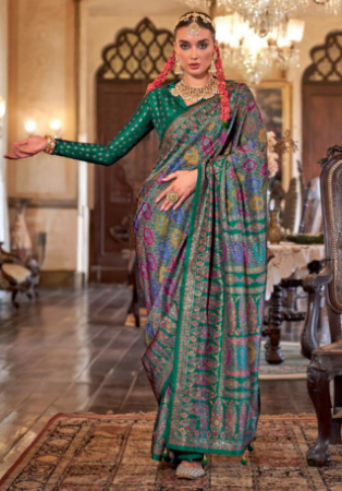 Picture of Marvelous Silk Teal Saree